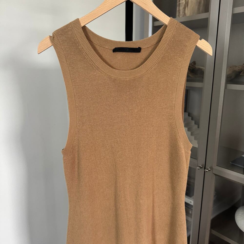 Jenni Kayne Sleeveless Cashmere Cotton Sweater Dress Large Camel Tan Knit Size L - Picture 4 of 7